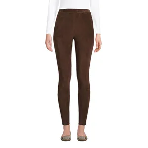Lands' End Womens Sport Knit High Rise Corduroy Leggings Rich Coffee Brown PL thumbnail 5