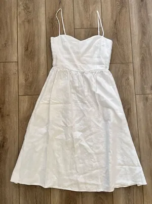 Reformation Olivia Linen Midi Dress White Size 6 thumbnail 1