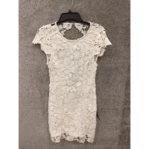 Lulus Womens Dress M White Remarkable Lace Open Back Scalloped Mini Dress thumbnail 3