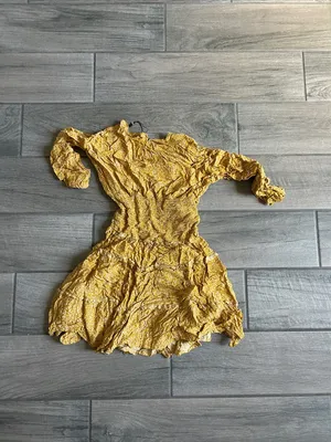 Women's Long Sleeve Ruffle Dress in Mustard Yellow thumbnail 4