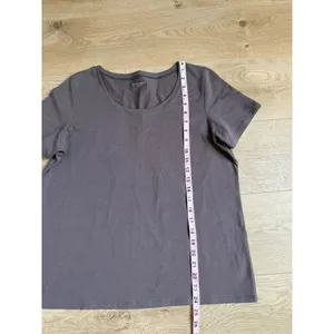 EUC Eileen Fisher organic cotton lycra brown short sleeve t-shirt stretch size L thumbnail 4