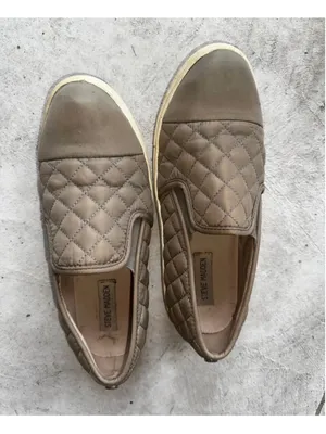 Steve Madden Zaander Quilted Slip On Sneakers Tan Leather Womens Size 9M thumbnail 6