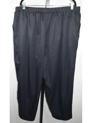 Unbranded Black Wide Leg Pull-On Pants Size 3XL Elastic Waist Pockets thumbnail 2
