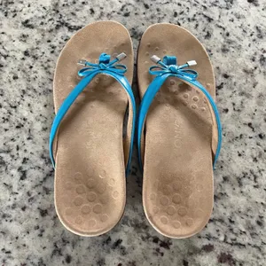 Vionic Bella II Sandal Womens 7 Turquoise Blue Coastal Preppy Bow Orthotic Thong thumbnail 3
