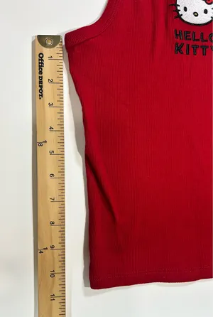 Hello Kitty x Aeropostale Red Embroidered Ribbed Tank Top Size Small thumbnail 3