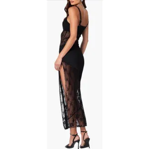 Edikted Mesh Dress in Black Size XS Sheer Lace Adjustable Straps Floral Pattern thumbnail 3