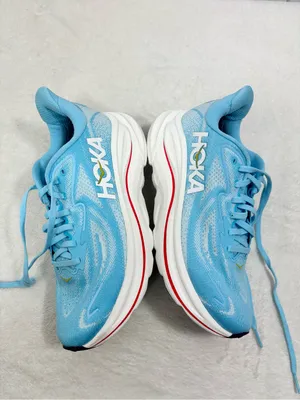 Hoka Women's Clifton 10 Women's Athletic Shoes in Light Blue with White Midsole thumbnail 7