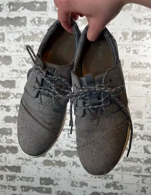 Toms | women denim lace up sneaker flats thumbnail 1