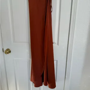 ShowPo. Terra Cotta Elegant Rust Satin Maxi Dress Size 6 Made in Australia‎ thumbnail 4