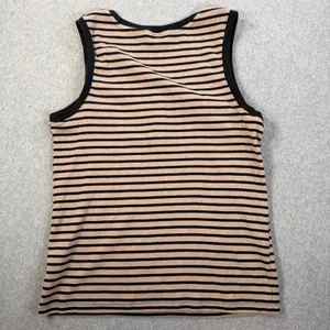 Lands' End Women's XL 16/18 Tan Black Striped Ribbed Henley Tank Top Casual thumbnail 7
