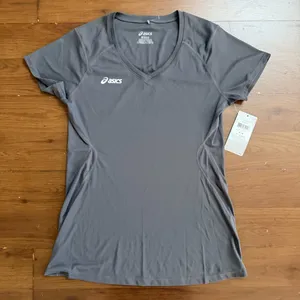 ASICS Women's Charcoal V-Neck Tee size M thumbnail 1