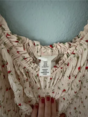 H&M Blush Pink Floral Smocked Midi Dress thumbnail 2