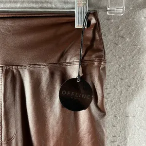 941 | NWT Aerie‎ OFFLINE Real Luxe Faux Leather Hi-Rise Leggings Brown Womens S thumbnail 3