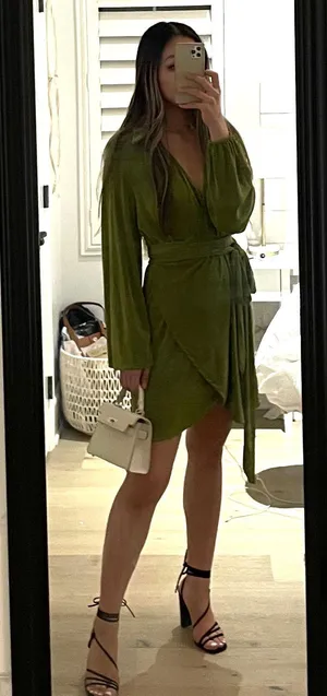 Princess Polly Mini Green Wrap Dress thumbnail 2