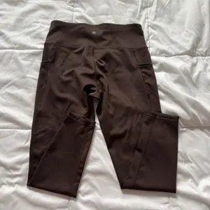 Womens Size Medium Leggings Activewear Running Yoga Brown‎ Pockets Nylon Blend thumbnail 7