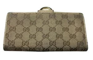 Gucci D Ring GG Canvas leather Continental Wallet Cream leather interior thumbnail 2