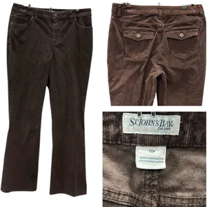 St Johns Bay Brown Corduroy Boot Cut Cotton Blend Pants Womens Petite 12 thumbnail 6