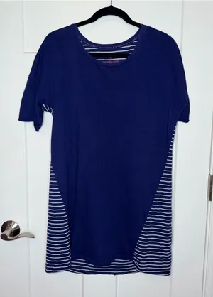 Victoria’s Secret Solid and Striped Short Sleeve Sleep Shirt thumbnail 1