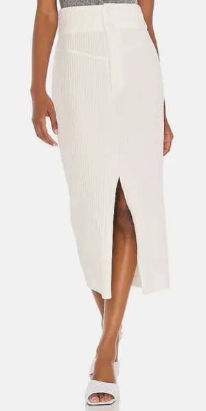 NWT Free People Roxy Rib Pencil Midi Skirt Creme XS High Waist Ribbed $78 thumbnail 1
