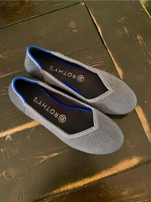 Rothy's Navy and White Knit Ballet Flats with Blue Trim thumbnail 2