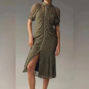 Anthropologie Puff Sleeve Twee‎ Mesh Midi Floral Feminine Dress Cottagecore Boho thumbnail 3