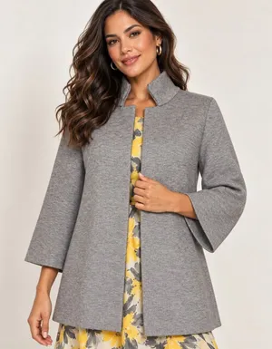 Moth Anthropologie Grey Chartreuse Open Front Knit Jacket Cardigan Medium thumbnail 1