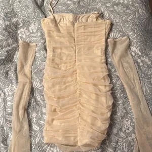 Oh Polly Dukine Ruched Mini Dress in Cream thumbnail 5
