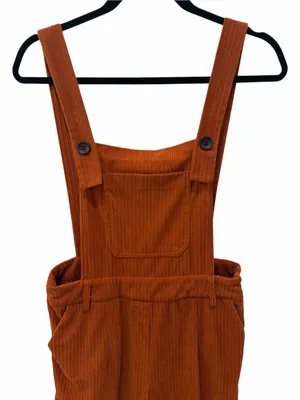Cider Terracotta Corduroy Wide Leg Jumpsuit Orange Overalls M 70s Retro Vibe thumbnail 11