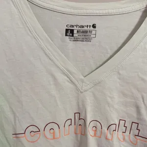 Carhartt Relaxed Fit V Neck T Shirt Light Blue Womens Size large thumbnail 2