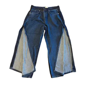 French Connection Wide Leg Side Slit Jeans Size 8 Blue Festival Rave Y2K 90s thumbnail 4