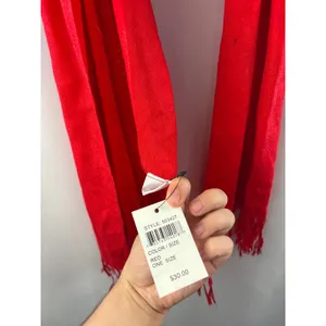 Women’s Pashmina O/S Bright Red Scarf w/ Bead Detail thumbnail 5