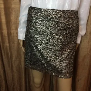 Native Rose Women's Festive Festival Bronze Sequin Mini Skirt-Sheer @Hem-Size 10 thumbnail 3