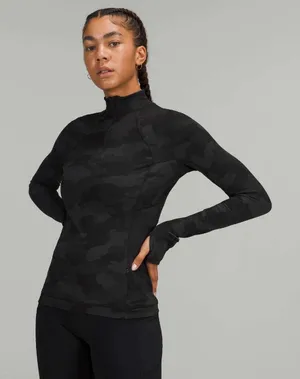 Lululemon Its Rulu Run Half Zip Heritage 365 Camo Deep Coal‎ Multi Pullover Sz 4 thumbnail 1