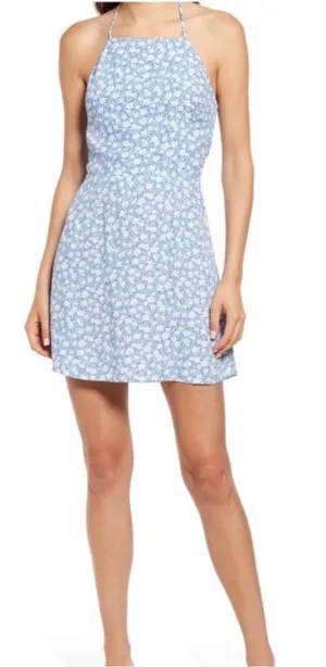 Reformation Tasha White Blue Floral Halter Top Mini Dress 4 thumbnail 1