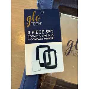 Glo Tech Cosmetic Set 2 Bags + Mirror Gr8 Mah Jongg Tile Bag Blue NEW Fast Ship thumbnail 5