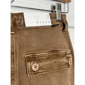RISEN Cocoa Brown Cargo Pants Women's Size 3/26 High Rise Wide Leg Jeans thumbnail 4
