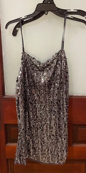 Free People Charcoal Combo Sequin Slip Dress thumbnail 1