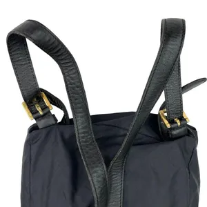 MOSCHINO Mini Black Nylon Leather Trim Backpack Gold-tone Logo thumbnail 6