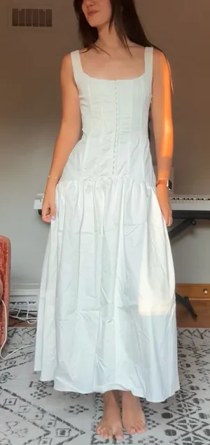 NWT Lulus White Corset Drop Waist Maxi Dress thumbnail 1