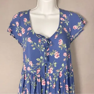 Urban Outfitters Babydoll Dress‎ Floral Mini Button-Up Top Tiered Skirt Feminine thumbnail 6