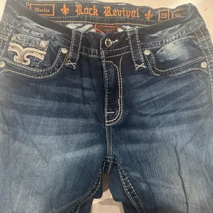Rock Revival Mertie Easy Straight Stretch Jeans Bling Embellished Size 26 thumbnail 4