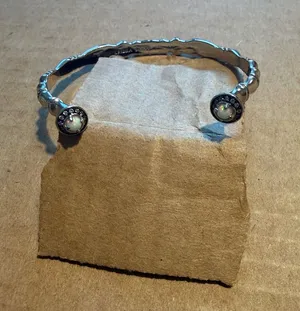 Kendra Scott Maura Vintage Silver Bamboo White Crystal Cuff Bracelet thumbnail 1