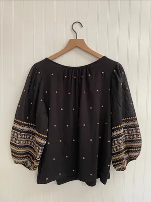 PILCRO | ANTHROPOLOGIE Calanthe Top Embroidered Dark Boho Bohemian Size S thumbnail 5