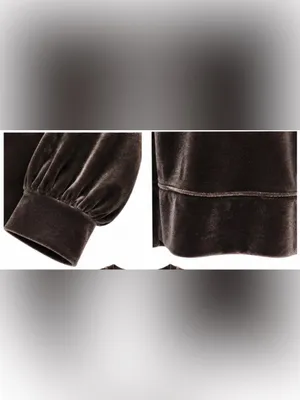 Madewell Dark Metal Velvet Balloon Sleeve Sweatshirt Pullover M thumbnail 6