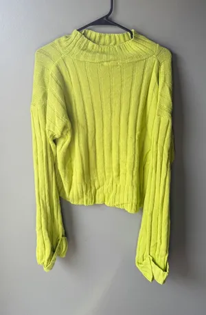 Nasty Gal Neon Lime Ribbed Knit Sweater Small thumbnail 1
