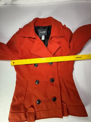 Charlotte Russe Bright Orange Double-Breasted Peacoat thumbnail 4