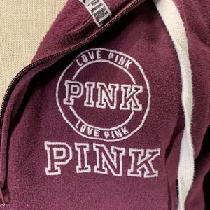 PINK Victoria’s Secret Burgundy Eggplant Hoodie Size Large thumbnail 2