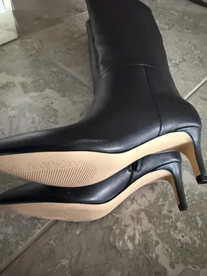 Calvin Klein Garry Leather Knee-High Pointed-Toe Boots in Black, Size 6, NEW thumbnail 4
