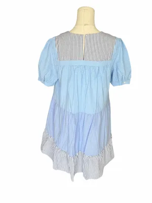 English Factory - NWT Mixed Print Tiered Mini Dress Blue Sz S thumbnail 4