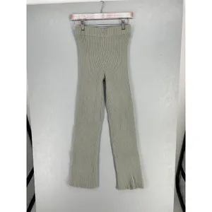 Sincerely Jules Womens Knit Pants Sage Green Ribbed Loungewear Medium thumbnail 2
